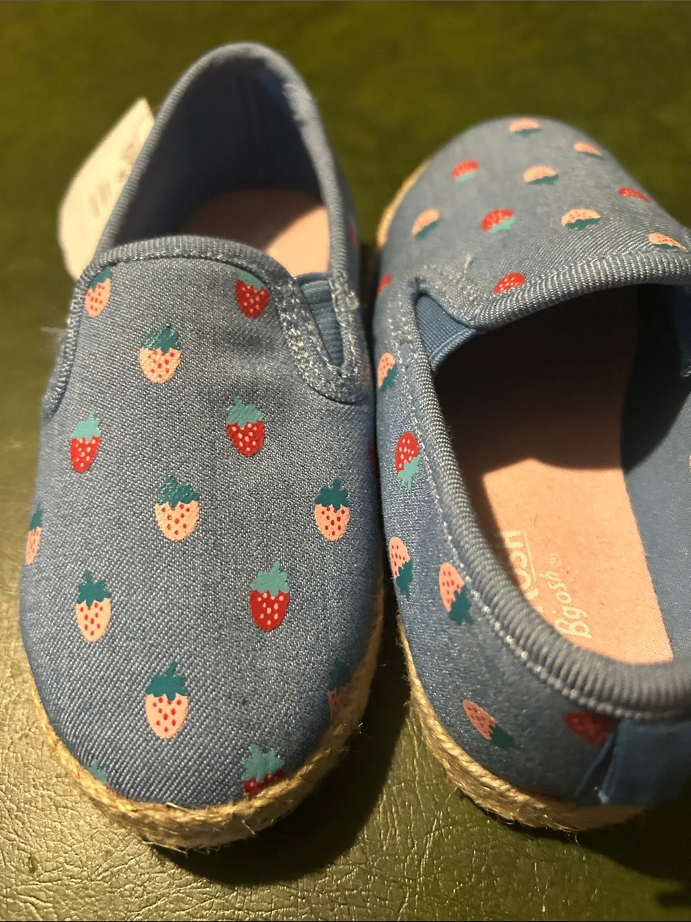 OshKosh B'gosh Blue Canvas Slip-On Sneakers with Strawberry Print